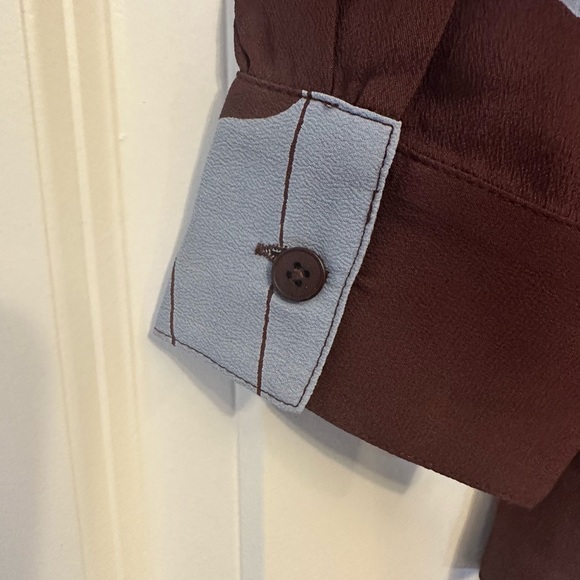 CLOSED GmbH Designer Unique Tunic Blouse Burgundy Blue Floral NWT Sz M 8 - Picture 7 of 9